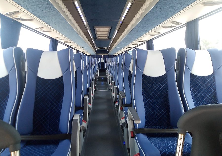 Coach interior with premium service units