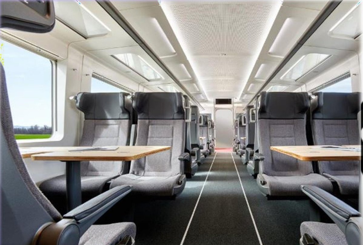 High-speed train saloon with composite ceiling and side wall linings